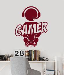Wall Vinyl Decal Children's Room Decor Gamer Tools Joysticks Computers Games Gaming Decoration - #1114Dz - thumbnail 1