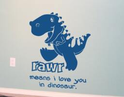 Dinosaur Wall Decal Rawr I Love You, Kids Room Decor - thumbnail 1