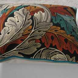 William Morris Acanthus, Autumn, Arts & Crafts, Teal Rust, Cotton Velvet Cushion Cover, Throw Pillow Home Decor - thumbnail 2