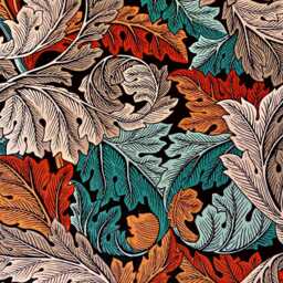 William Morris Acanthus, Autumn, Arts & Crafts, Teal Rust, Cotton Velvet Cushion Cover, Throw Pillow Home Decor - thumbnail 3