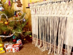 Boho Curtain Macrame Wall Hanging Bohemian Garland Bedroom Wedding Tassels Natural Cotton Large Decor - thumbnail 1