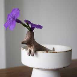 Ceramic Ikebana Vase, Container, Bowl , Fruit Bowl, Japanese Floral Arrangement, Kungfu Chado Tea Table Decor, Zen Aesthetic - thumbnail 3