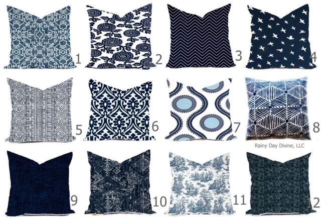 Outdoor Pillows Or Indoor Custom Cover Size Include 16x16, 18x18 - Navy Modern Geometric Native Tribal - image 1