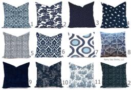 Outdoor Pillows Or Indoor Custom Cover Size Include 16x16, 18x18 - Navy Modern Geometric Native Tribal - thumbnail 1