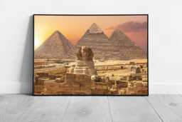 Giza Pyramids Wall Art Print - Sphinx Landmark Decor Framed Picture Of Egypt - thumbnail 1
