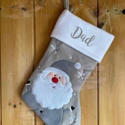 Personalised Christmas Stocking - Grey Stocking Christmas Santa Snowman Eve - thumbnail 3
