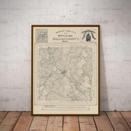 Dallas City Map Poster Print Wall Art - Texas Gift Old Decor For Home Office 1886 County Map - thumbnail 2