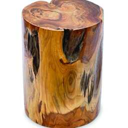 Round Teak Root Stool Or Lamp Table 30cm - thumbnail 2