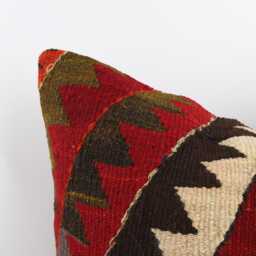 Handwoven Wool Kilim Pillow Cover, Bohemian Turkish Design, 24x24 Inch Cushion - thumbnail 2