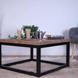 Hand-Crafted Oak Coffee Table With Industrial Steel Base, Multiple Sizes - 2 Colour Leg Finishes - thumbnail 4