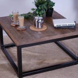 Hand-Crafted Oak Coffee Table With Industrial Steel Base, Multiple Sizes - 2 Colour Leg Finishes - thumbnail 2