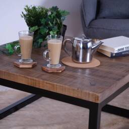 Hand-Crafted Oak Coffee Table With Industrial Steel Base, Multiple Sizes - 2 Colour Leg Finishes - thumbnail 3