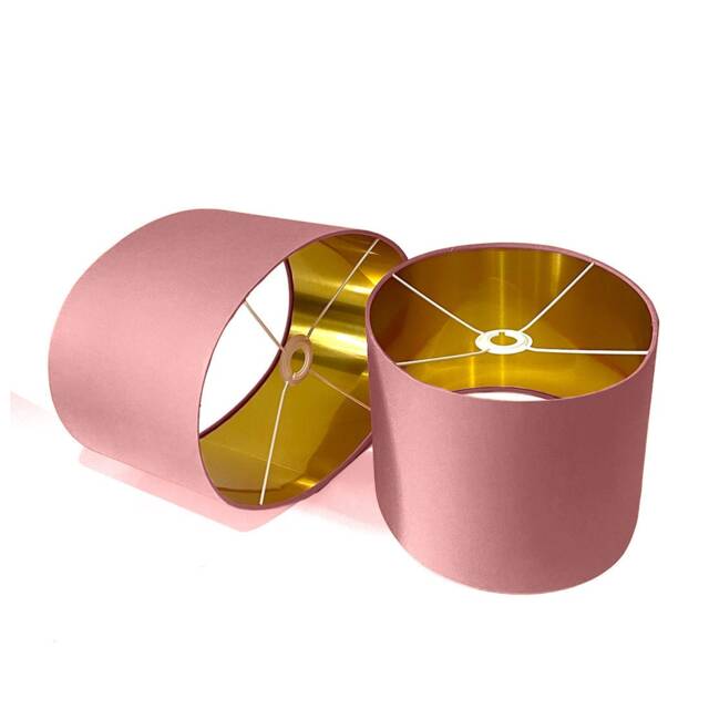 New Luxury High Quality Candy Floss Pink 74 Cotton Fabric Lamp Shade Oval Shape Oval Metallic Lining - image 1