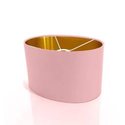New Luxury High Quality Candy Floss Pink 74 Cotton Fabric Lamp Shade Oval Shape Oval Metallic Lining - thumbnail 2