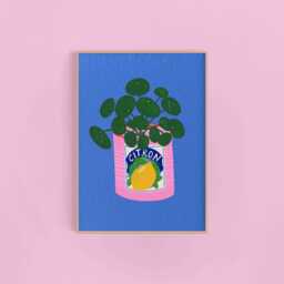 Chinese Money Plant & Vintage Can Art Print - House Botanical Wall Decor Bold Quirky - thumbnail 1