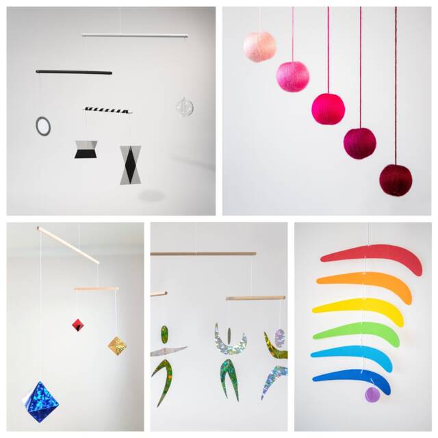 Montessori Mobile Set Of 5 - Munari, Gobbi, Octahedron, Dancers & Rainbow For Newborn Visual Development Nursery Decor - image 1