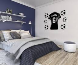 Personalised Football Shirt - Wall Art Vinyl Transfer Sticker Kids Bedroom - thumbnail 1