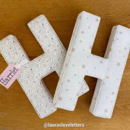 Fabric Padded Letter With Name Tag, Initial, Personalised Baby Gift, Baby Shower, Christening, 1st Birthday, Blush Pink, Nursery Wall Decor - thumbnail 2