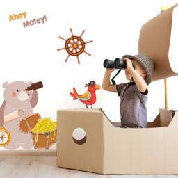 Pirate Bear & Parrot Wall Sticker Pack - Sticker, Treasure Island Decal, Decal - thumbnail 1