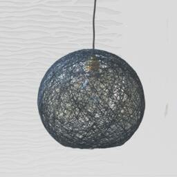 Black Sphere Pendant Light Modern Cotton Yarn Lamp - 30cm-12 - thumbnail 3