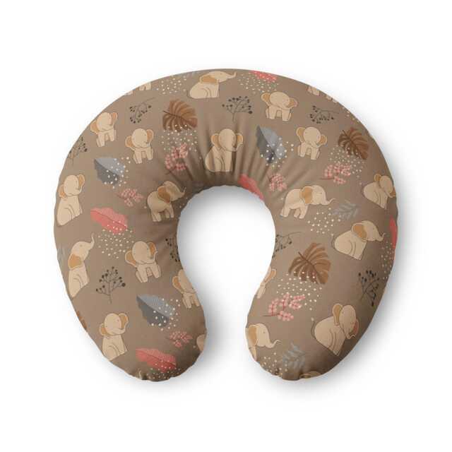 Neutral Elephant Pattern Nursing Pillow Cover - Baby Cushion Slipcover - image 1
