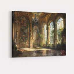 Grand Sunlit Baroque Palace Interior Elegant Architecture Canvas Wall Art Print Decor Picture Ready To Hang - thumbnail 4