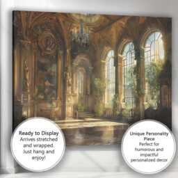 Grand Sunlit Baroque Palace Interior Elegant Architecture Canvas Wall Art Print Decor Picture Ready To Hang - thumbnail 3