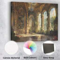Grand Sunlit Baroque Palace Interior Elegant Architecture Canvas Wall Art Print Decor Picture Ready To Hang - thumbnail 2