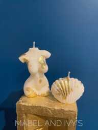 Soy Wax Torso Candle Set Scallop Shell, Gold Leaf Detail - thumbnail 1