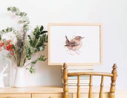 Wren Artwork Print, Watercolour Garden Bird Print, Wren Artwork, Wall Art, Gift For Grandparents, British - thumbnail 1
