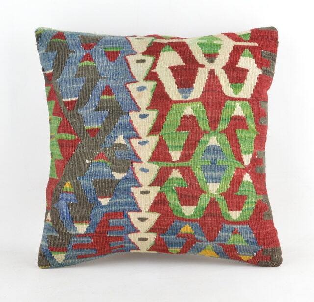 Kilim Pillow K20 16x16Inc, Kilim Cover, Home Decor, Decorative Throw - image 1