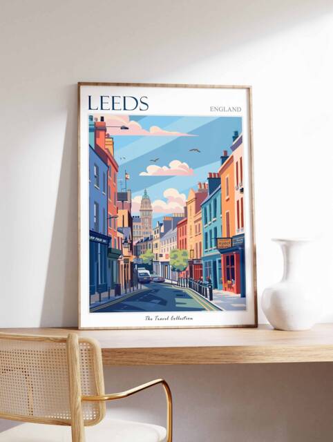 Leeds Travel Poster Colorful UK Cityscape Art Print - image 1