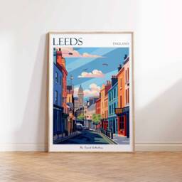Leeds Travel Poster Colorful UK Cityscape Art Print - thumbnail 3