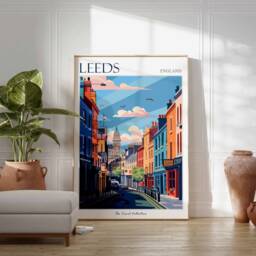 Leeds Travel Poster Colorful UK Cityscape Art Print - thumbnail 2