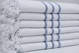 "Navy Blue Striped Towel, White Towel, Bath Peshtemal, Cotton Towel, Spa Towel, Turkish Towel, 3 Towel, 40""x70"