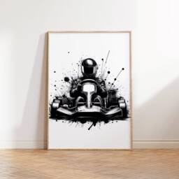 Go Karting Print Poster - Set Of 3 Posters - Room Decor Art Boys Bedroom Black Kart Prints Driver Gifts - thumbnail 3