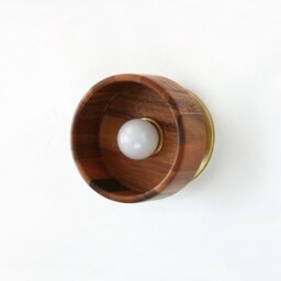 Acacia Wood & Brass Farmhouse Modern Sconce Kitchen Fixture Light Wooden Farmhuse Wall Entry - thumbnail 2