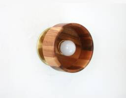 Acacia Wood & Brass Farmhouse Modern Sconce Kitchen Fixture Light Wooden Farmhuse Wall Entry