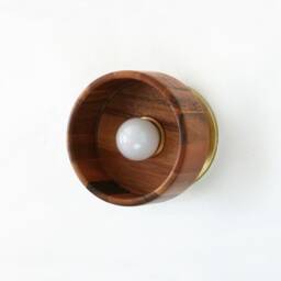Acacia Wood & Brass Farmhouse Modern Sconce Kitchen Fixture Light Wooden Farmhuse Wall Entry - thumbnail 4