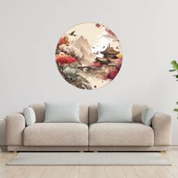 Japanese Wall Art , Peel & Stick Removable Circle Decal Minka Traditional Decor Japan - Thevinylcreation - thumbnail 2