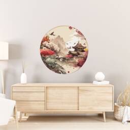 Japanese Wall Art , Peel & Stick Removable Circle Decal Minka Traditional Decor Japan - Thevinylcreation - thumbnail 3