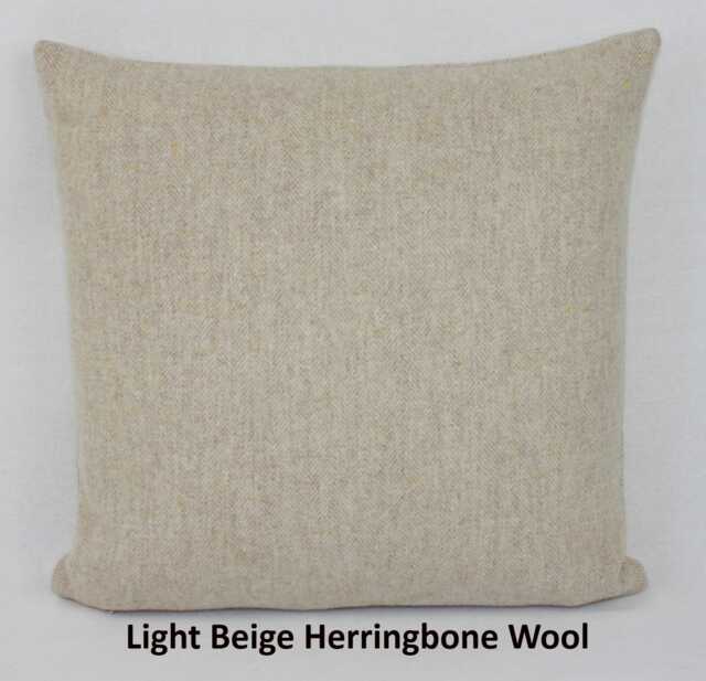 Light Beige Herringbone Wool Abraham Moon British Pillow Cushion Cover Square Lumbar Rectangle - image 1