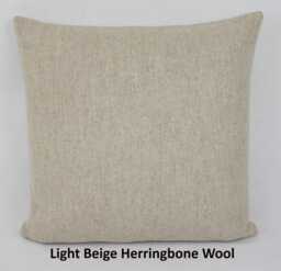 Light Beige Herringbone Wool Abraham Moon British Pillow Cushion Cover Square Lumbar Rectangle - thumbnail 1