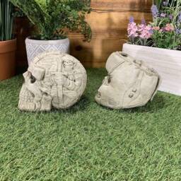 Stone Garden Pair Of Lambs Ii Lions/ Boxing Skulls Gothic Human Ornament Statue - thumbnail 2