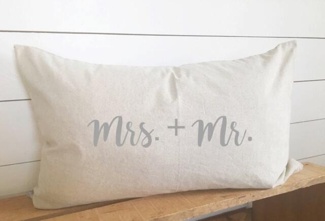 Mrs. & Mr Kidney Pillow, Bridal Gift, Wedding Bedroom Decorative Pillow 16x26 - image 1