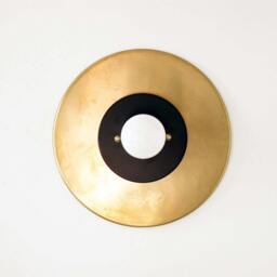 Modern Brass Wall Sconce, Black Accent Lighting, Flush Mount - thumbnail 2