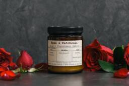 Rose & Patchouli Vegan Soy Wax Candle - thumbnail 1