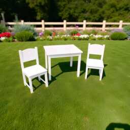 Kids White Wooden Table & Chair Set Toddler Furniture, Ages 3-8 - thumbnail 2