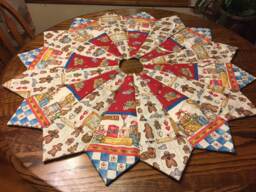 Christmas Tree Skirt, Gingerbread Dianna Marcum Fabric, Quilted Small Skirt - thumbnail 1
