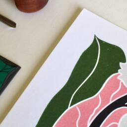 Linocut Lily Of The Valley Flower Art Print - Colourful Wall/A5 On Cotton Paper Spring Linocut Artwork - thumbnail 3